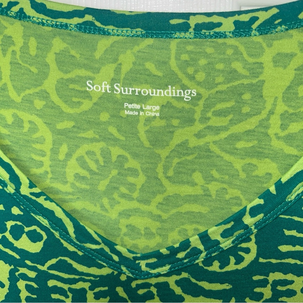 Soft surroundings dress SZ PL Vibrant Green Patterned Dress excellent condition - Picture 3 of 4